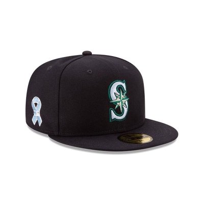 Blue Seattle Mariners Hat - New Era MLB Father's Day 59FIFTY Fitted Caps USA6932875